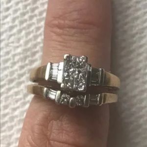 Gold/diamond engagement ring set